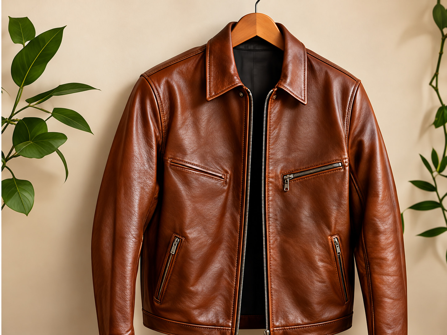 Leather biker jacket